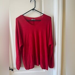 Women’s Large Italian Angora Wool Blend Lightweight Red Sweater L/XL